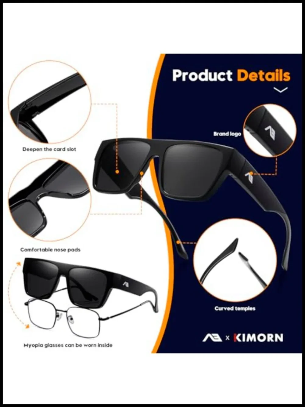 Fit Over Glasses Polarized Square Sunglasses UV400 Protection